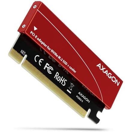 AXAGON PCEM2-S PCI-E 3.0 16x - M.2 SSD NVMe, up to 80mm SSD, low profile, cooler *PCIEM *M.2