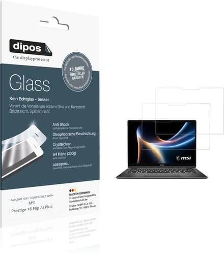 dipos – 2x Pantserfolie geschikt voor MSI Prestige 16 Flip AI Plus | 9H Screenprotector