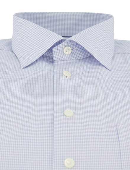 Classic Fit overhemd met borstzak Eton strijkvrij geruit lichtblauw