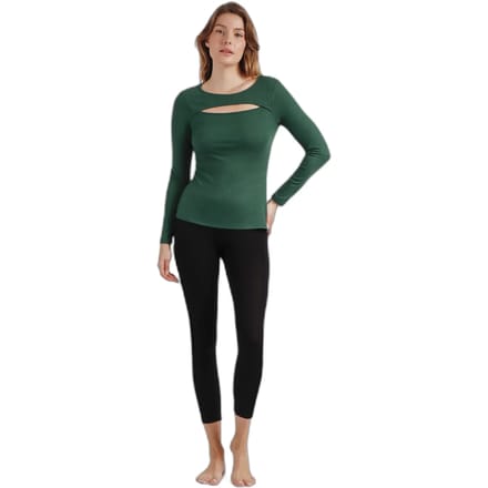 Warme lange mouwen T-shirt met geribde opening voor dames Admas