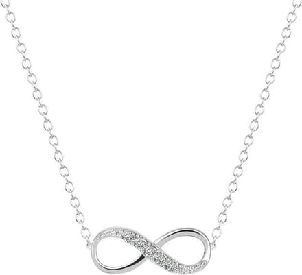 24/7 Jewelry Collection Infinity Ketting - Diamantjes - Zilverkleurig
