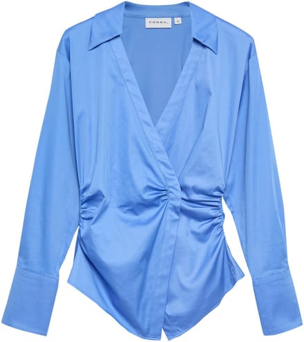 Aansluitende blouse met lange mouwen van satijnkatoen voor dames COMMA