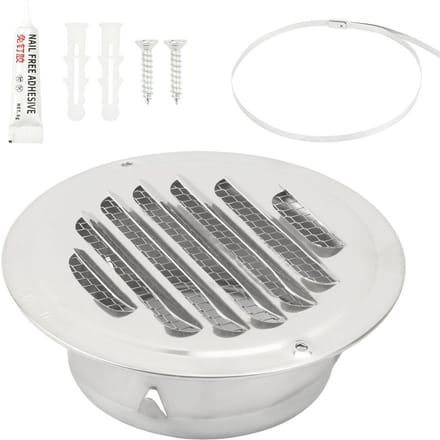 Dailygoods- Ventilatierooster 100 mm - Roestvrij Staal - Rond - Voor