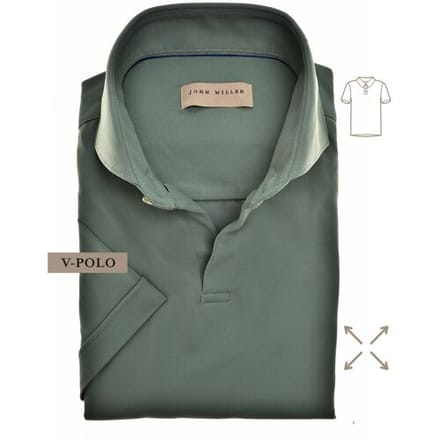 John Miller Slim-Fit Hyperstretch Short Sleeve V-Polo Midden Groen / male