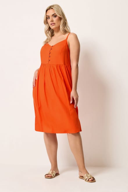Yours Oranje Midizomerjurk Met Bandjes Size 48