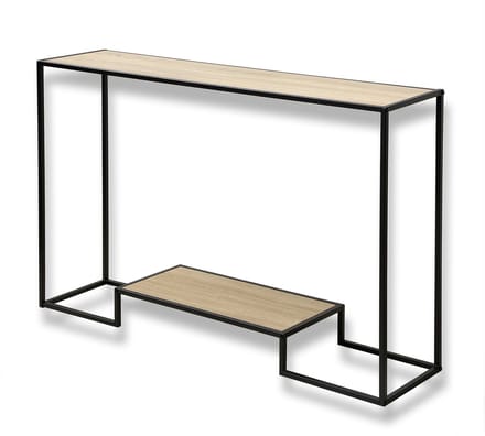 CALICOSY - Moderne console met 2 spaanplaat planken en stalen structuur 120x30x80cm