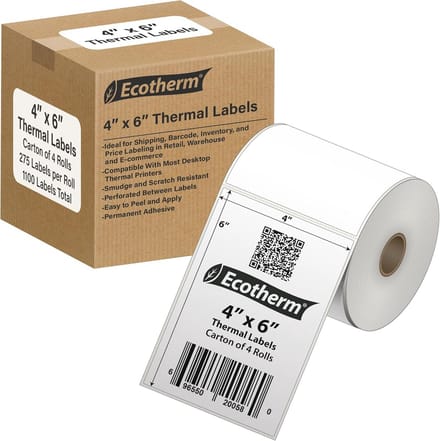 4x6 Thermische Verzendlabels - 1100 Stickers op Rol voor Direct Thermische Printers