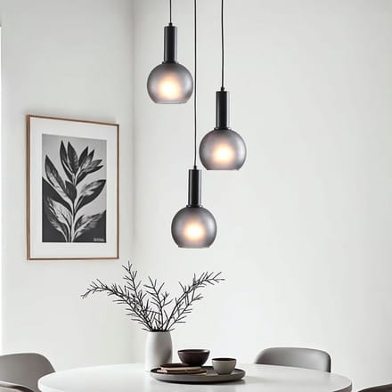 LumenXL Moderne hanglamp - grijs matglas, 3-lichts - Brinati