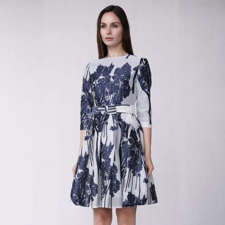 Fit-and-flare cocktailjurk met geborduurd patroon