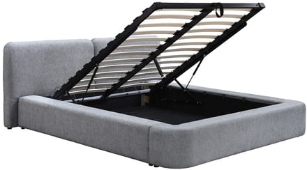 Vente-unique Bed met opbergruimte stof grijs 160 x 200 cm