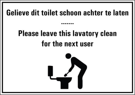 Laat het toilet schoon achter tekststicker 148 x 210 mm