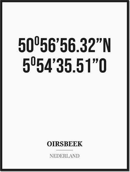 Poster/kaart OIRSBEEK met coördinaten
