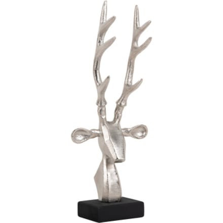 Present Time Ornament Reindeer Head - Zilver - 14.5x6.5x34cm - Scandinavisch - Aluminium