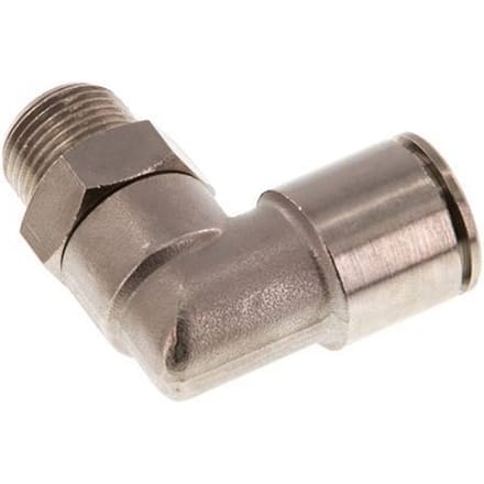 14mm x R3/8'' 90 graden L-verbinding Messing Insteekfitting Buitendraad Draaibaar NBR
