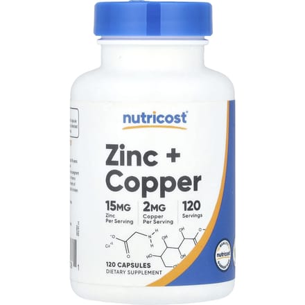 Nutricost, Zink + Koper, 120 Capsules