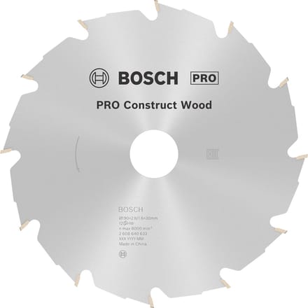 Bosch RUNDSAVKL CONSTRUCT 190X2.6X30MM 12 TDR