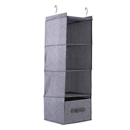 Hangende Kast Organizer Kleding Opberg Houder 4 Planken met Lade (Grijs) gray