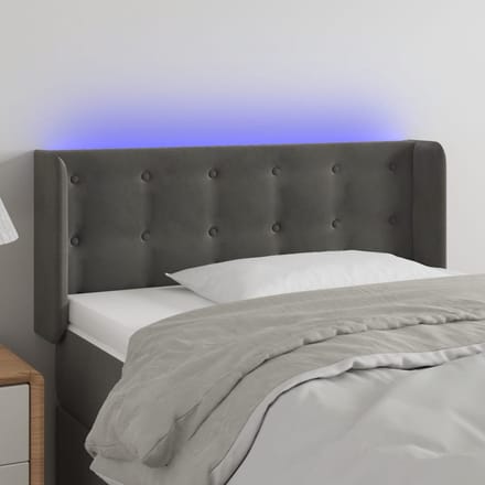 vidaXL - Hoofdbord - LED - 103x16x78/88 - cm - fluweel - donkergrijs
