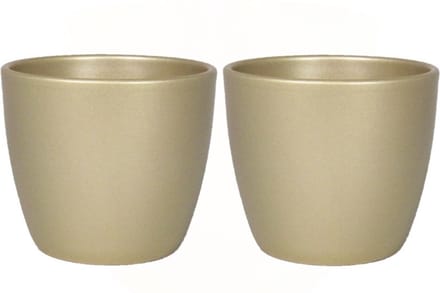 Floran Bloempot/plantenpot Boule - 2x - goud - keramiek - 10.5 x 8.5 cm