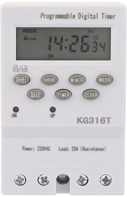 Digitale Timer Schakelaar - Programmeerbare Tijdklok - Automatische Apparaatbediening - 16 Dagelijkse Instellingen - 220V 25A
