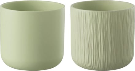 J-Line bloempot Gen - keramiek - pistache - large - 2 stuks - Ø 18.5 cm