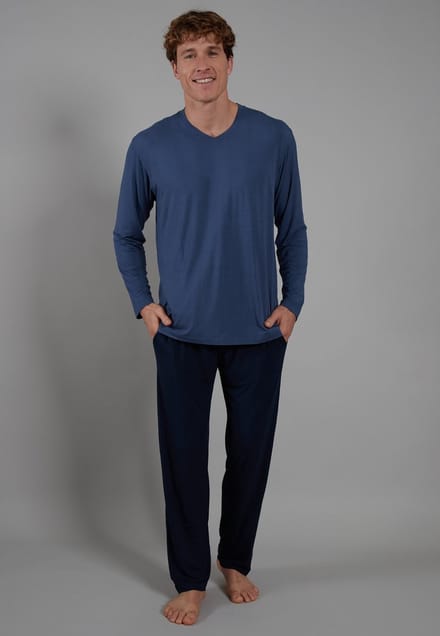 CECEBA Bamboo - Heren Pyjama lange broek - Blauw