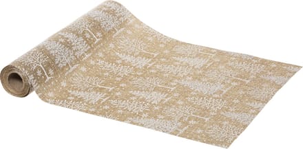 Atmosphera - Kerst thema diner tafelloper - beige/wit - 28 x 300 cm