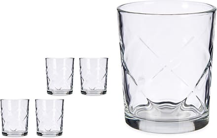 Vivalto Drinkglazen/waterglazen - 4 stuks - 400 ml - transparant - diamonds effect