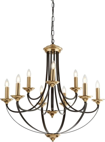 Searchlight BELFRY Kroonluchter 9 Lichts Brons Bruin