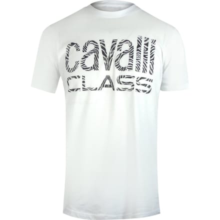 Cavalli Class Opvallend Zebraprint Logo Wit T-shirt