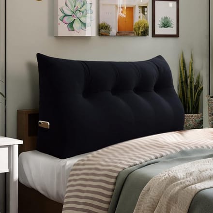 Extra Groot Rugkussen Bed Hoofdeinde | Comfortabel Leeskussen met Afneembare Hoes - Zwart 120cm