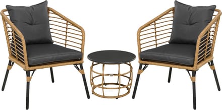 Outsunny Rattan Gartenmöbel-Set Stahl, Polyester, PE Rattan Sand+Dunkelgrau