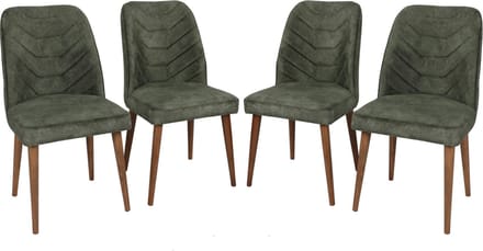 Asir SET VAN 4 STOELEN - MUDO - WALNOOT, DONKERGROEN