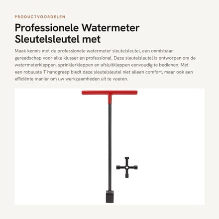 Dailygoods - Professionele Watermeter Sleutelsleutel met T Handgreep - Roestvrij Staal - Heavy Duty 4 Weg Hulpprogramma