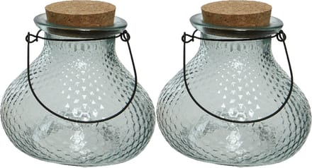 Decoris wespenvanger/wespenval - set 2x - glas - blauw - D14 x H13 cm