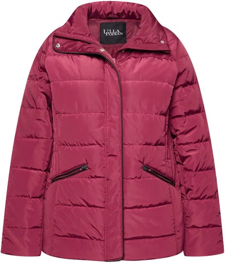 Ulla Popken - Dames - Gewatteerd jack donslook opstaande kraag ritszakken - Karmijnrood - Maat 46+