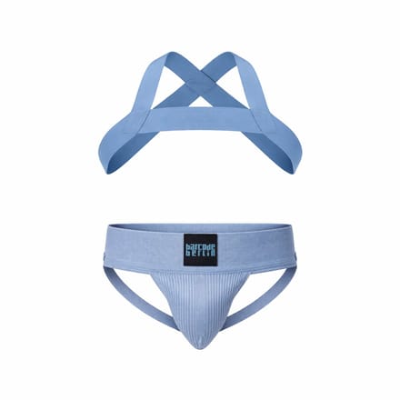 Barcode Berlin Multipack 1x Sergey Jockstrap + 1x Matt Pop Harness Bluebeige - MAAT S - Heren Ondergoed - Jockstrap voor Man - Mannen Jock