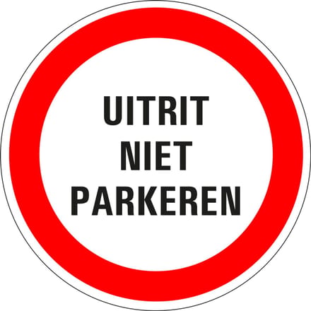 Niet parkeren uitrit bord - kunststof 100 mm