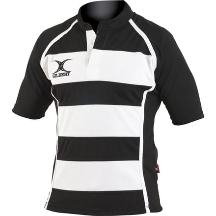 Gilbert Xact Hooped Shirt Snr Black / White - 2 Extra Small