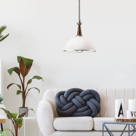 Lamkur Hanglamp Ilsa, wit/zilver, Ø 30 cm, in hoogte verstelbaar