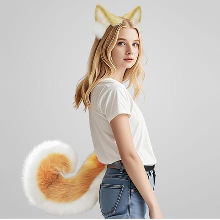 Ensemble Oreilles et Queue de Shiba Inu, Accessoires de Décoration de Fête One size fits all adults marron