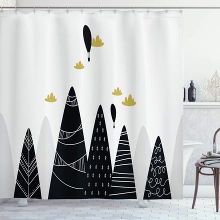 ABAKUHAUS Douchescherm – Wolken Berggebied – 175x220 cm – Zwart/Wit