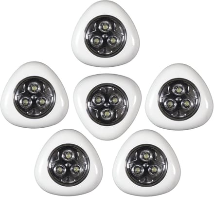 Home deco factory LED Druklampjes set van 6x - wit - touch - zelfklevend