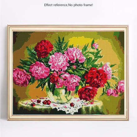 Diamant Schilderij Met Ronde Steentjes Bloemen Diamant Borduurwerk Bloemen Afbeeldingen 20X30 pink