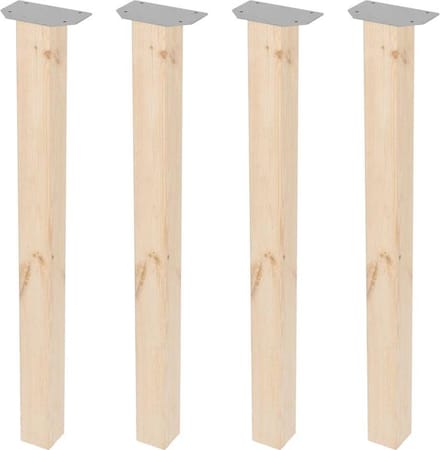 FLE - Tafelpoot vierkant 5 bij 5 cm en hoogte 72 cm van massief hout - 4 stuks