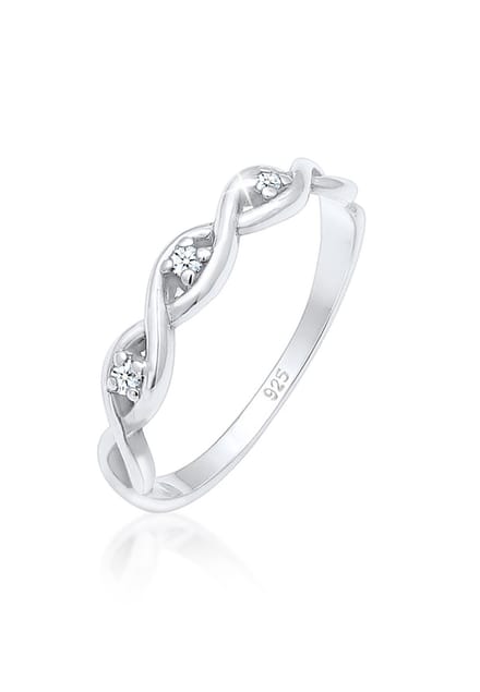 Elli PREMIUM - Ring - damesknoop infinity met diamant (0.045 ct.) in 925 sterling zilver - Dames