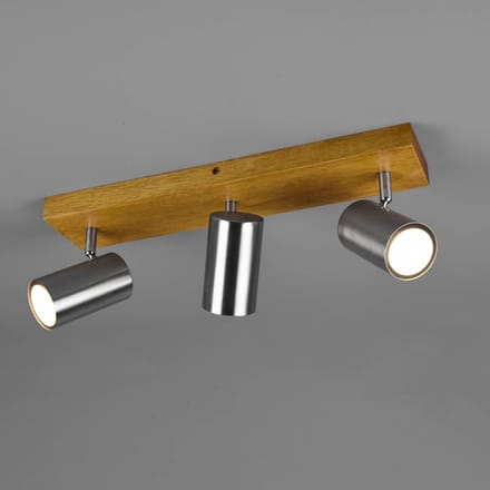 Trio Lighting Marley plafondspot, mat nikkel, 3-lamps