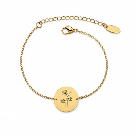 Graveerbare Armband met Geboortebloem Goud