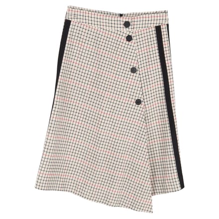 Maje geruite asymmetrische midi-rok in beige katoenen tweed