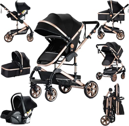 3-in-1 Combi Kinderwagen met Reiswieg en Buggy Functie voor Pasgeborenen